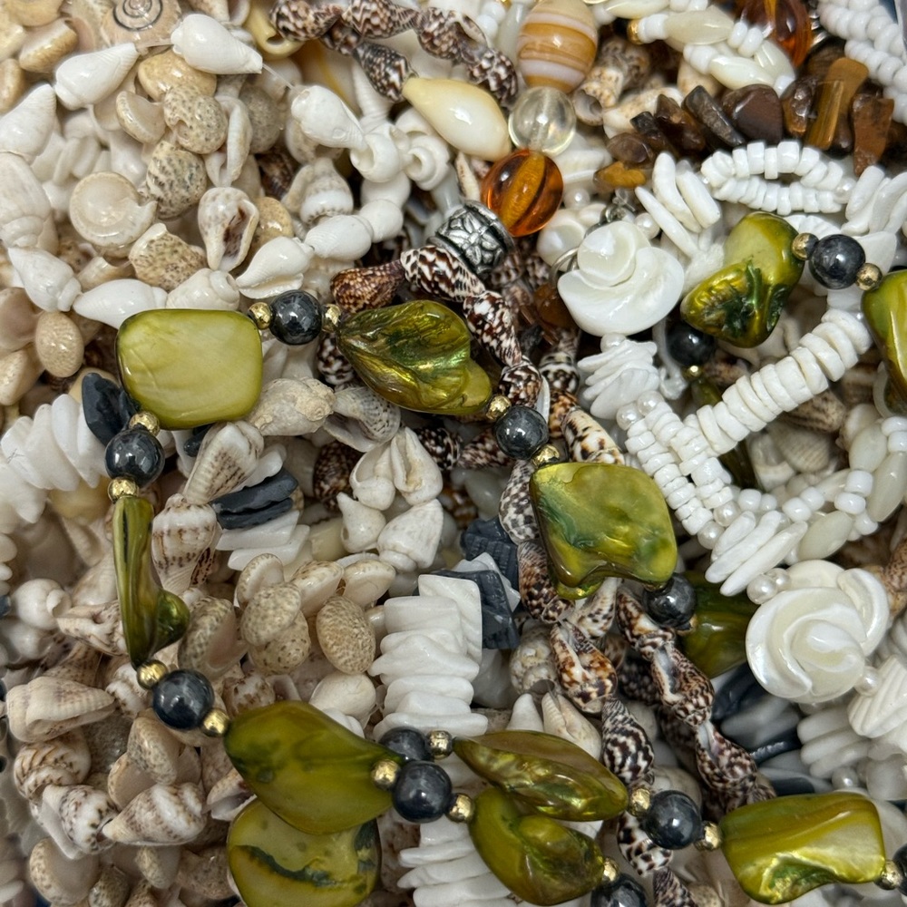 2 lbs of seashell, stone and Beaded Misc Necklaces